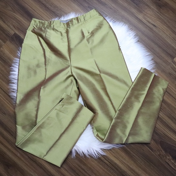 Kate Hill Pants - NEW Kate Hill Metallic 100% Silk Ankle Pants